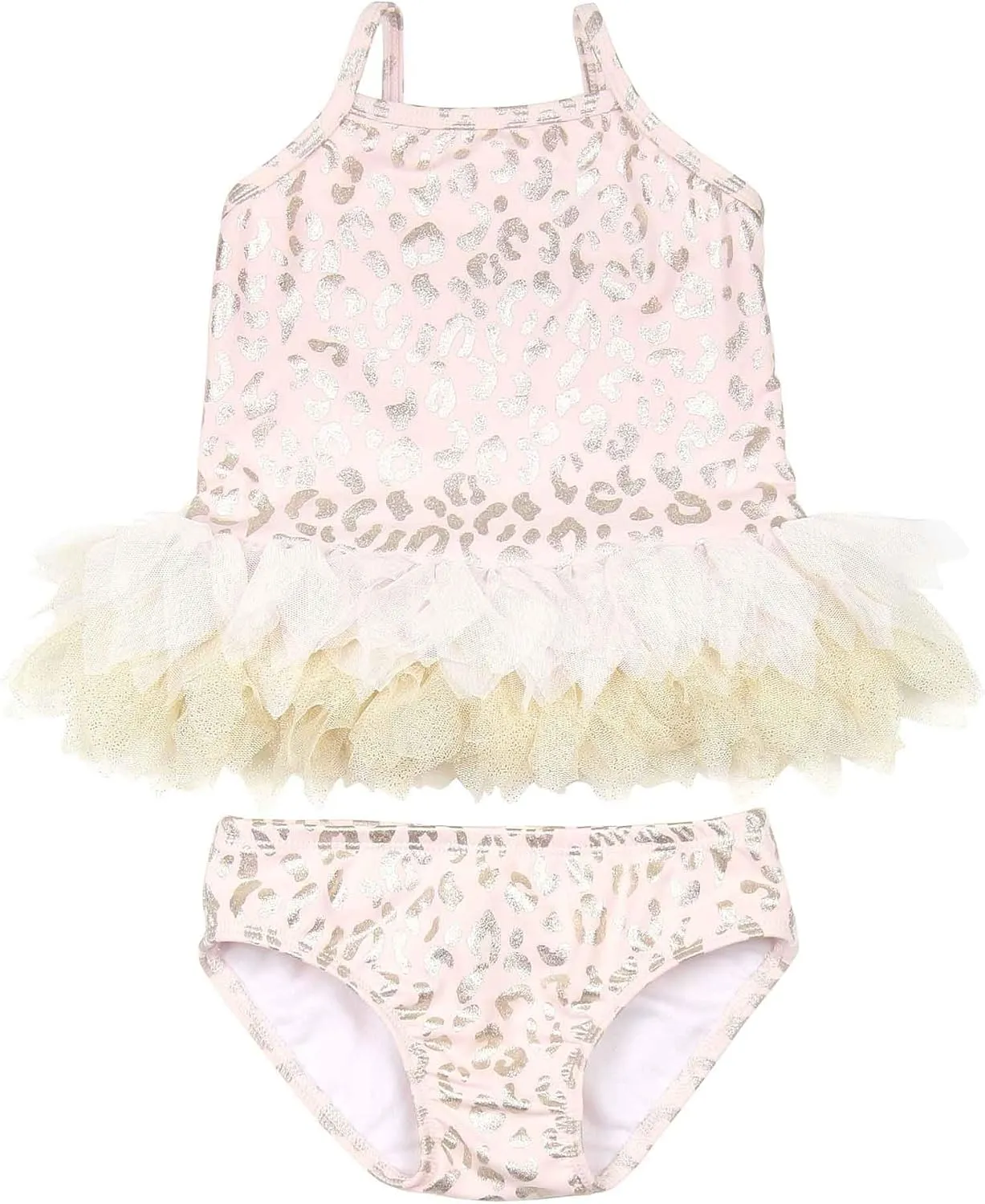 Girls' Shimmering Beauty Tankini in Cheetah Print, Sizes 12M-7