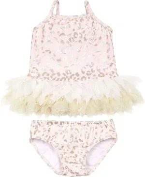 Girls' Shimmering Beauty Tankini in Cheetah Print, Sizes 12M-7