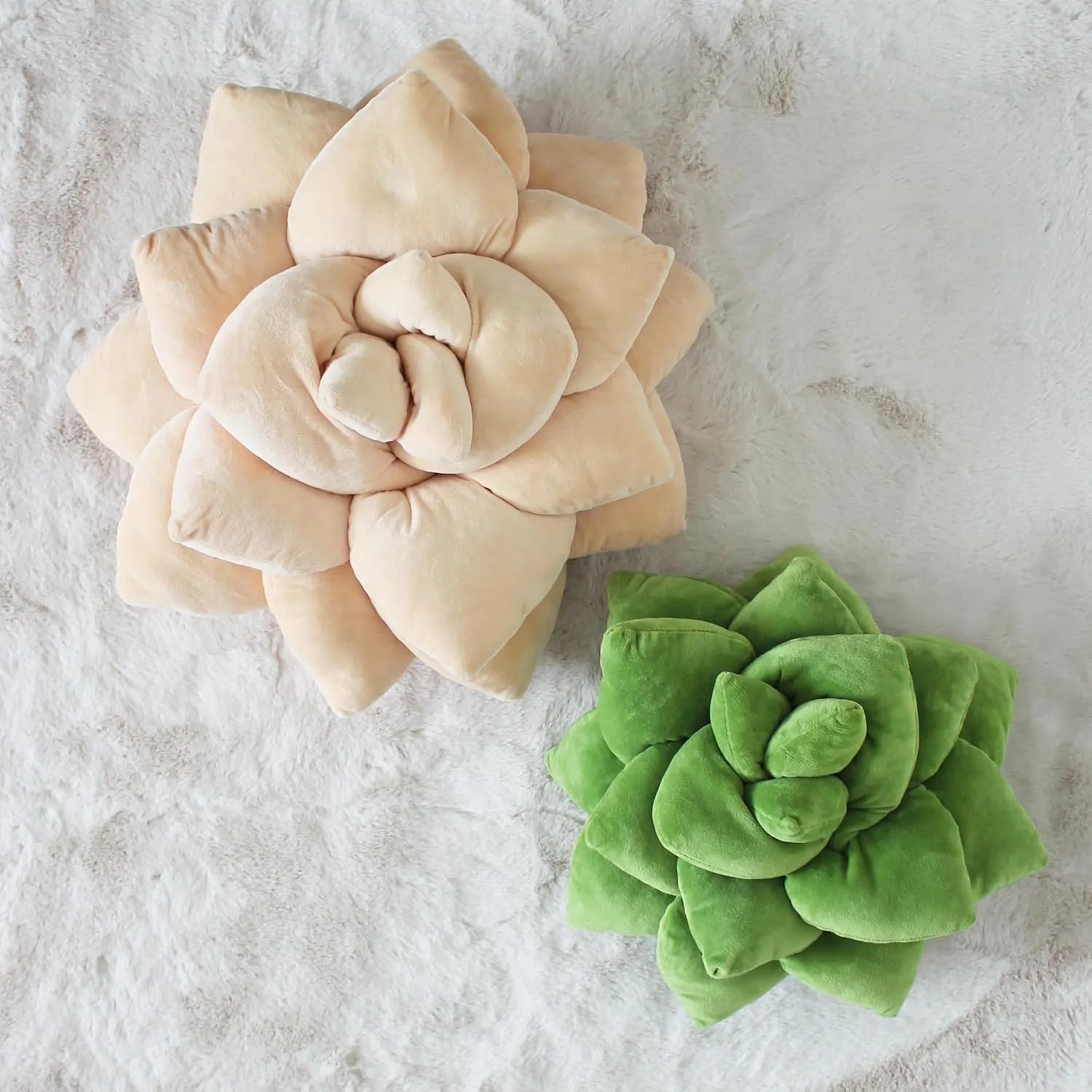 Green Philosophy Co. Succulent® Pillow 20" – Soft 3D Decorative Flower Throw Pillow, Unique Blush Peach Plush Flower Cushion, Perfect for Couch, Sofa, Bedroom Decor, Gift for Plant Lovers