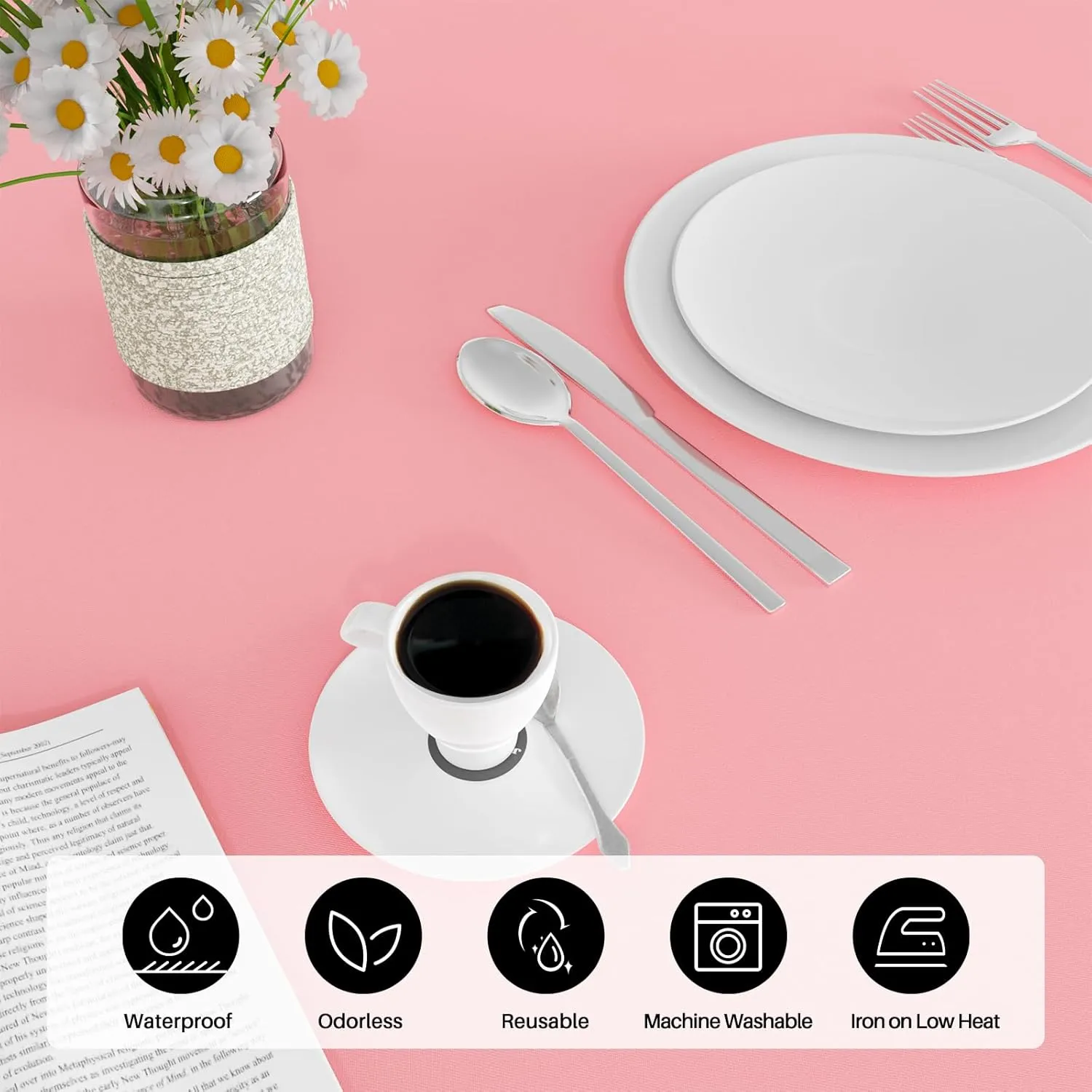 IVAPUPU 2PCS Blush Pink Table Cloth for Rectangle Table - 60 x 102 Inch Tablecloths Rectangular Waterproof Washable Wrinkle Resistant for 6 FT Tables Wedding Cocktail Party
