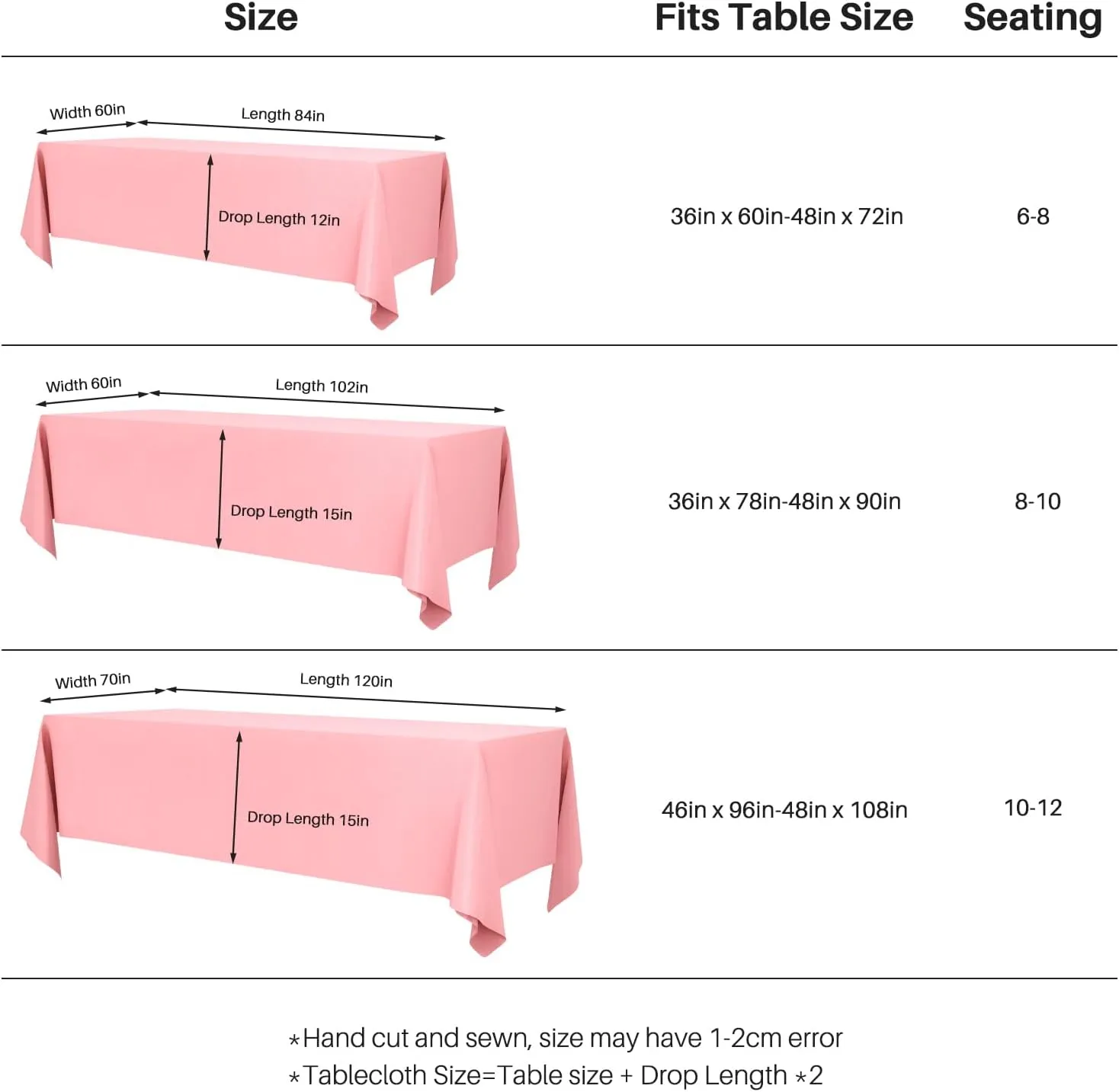 IVAPUPU 2PCS Blush Pink Table Cloth for Rectangle Table - 60 x 102 Inch Tablecloths Rectangular Waterproof Washable Wrinkle Resistant for 6 FT Tables Wedding Cocktail Party