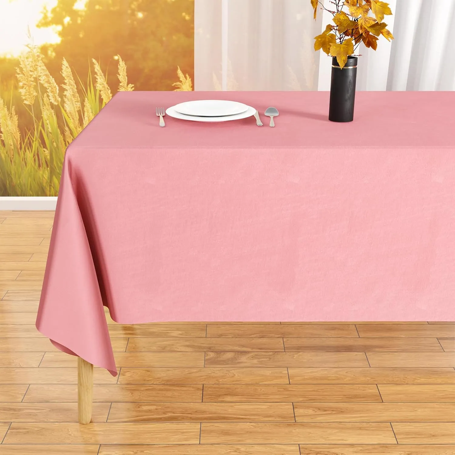 IVAPUPU 2PCS Blush Pink Table Cloth for Rectangle Table - 60 x 102 Inch Tablecloths Rectangular Waterproof Washable Wrinkle Resistant for 6 FT Tables Wedding Cocktail Party