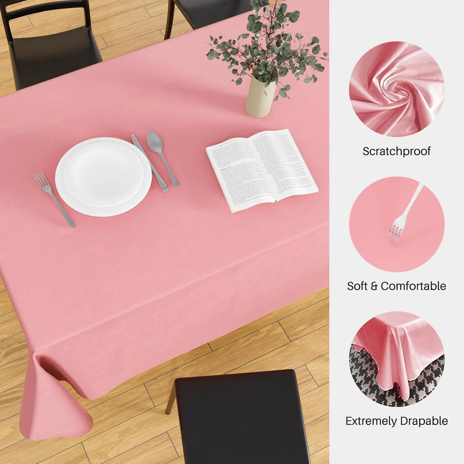 IVAPUPU 2PCS Blush Pink Table Cloth for Rectangle Table - 60 x 102 Inch Tablecloths Rectangular Waterproof Washable Wrinkle Resistant for 6 FT Tables Wedding Cocktail Party