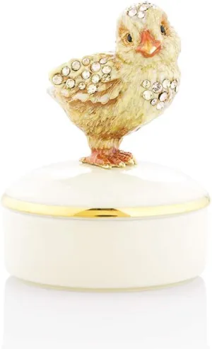 Jay Strongwater Sawyer Chick Round Porcelain Box #SDH7390280