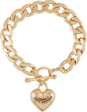 Juicy Couture Goldtone Thick Chain Heart Charm Toggle Bracelet