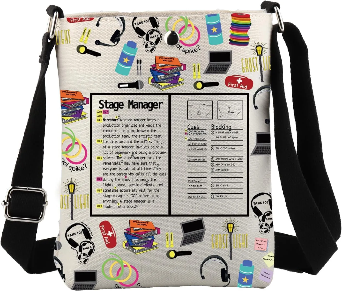 JYTAPP Stage Manager Gifts Stage Crew Drama Theater Director Crossbody Bag Theater Technician Gifts Theatre Tech Week Gift (beige)