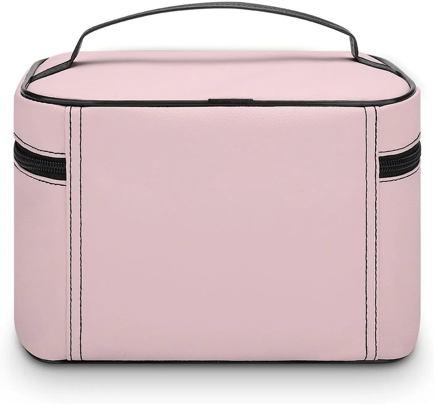 Leather Cosmetic Case, Blush Pink Portable Makeup Bag Organizer Large Capacity Travel Toiletry Bag with Zipper