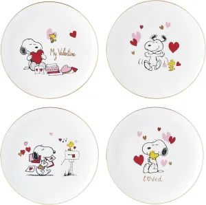 Lenox 897217 Snoopy Valentines Day Accent Plates, Set Of 4, Assorted