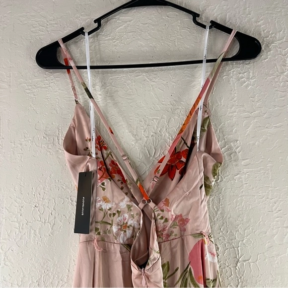 Lulu's Still the One Blush Pink Floral Print Satin Maxi Dress