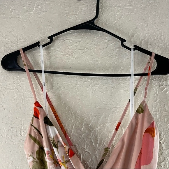 Lulu's Still the One Blush Pink Floral Print Satin Maxi Dress