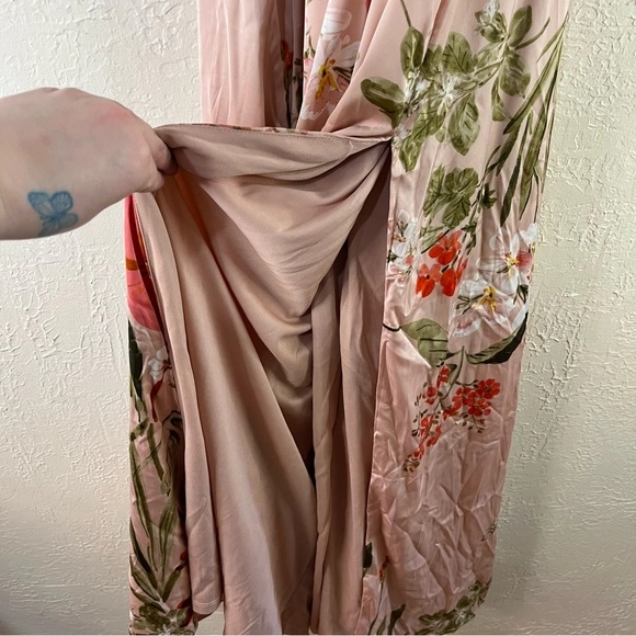 Lulu's Still the One Blush Pink Floral Print Satin Maxi Dress