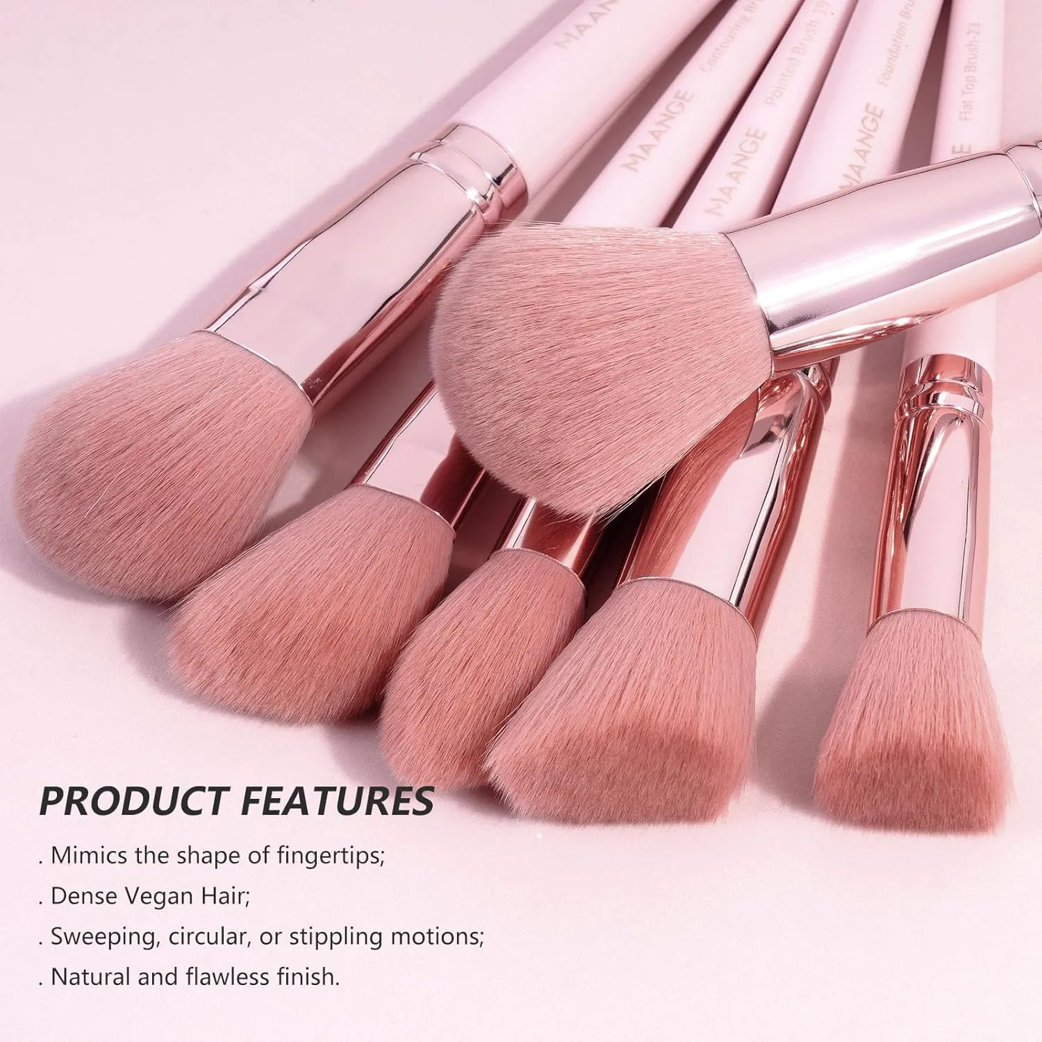 MAANGE 30 Pcs Professional Makeup Brushes with Case, Premium Synthetic Face Foundation Powder Blush Eyeshadow Blending Eye Brush Set Travel Makeup Brushes Set(Pink)