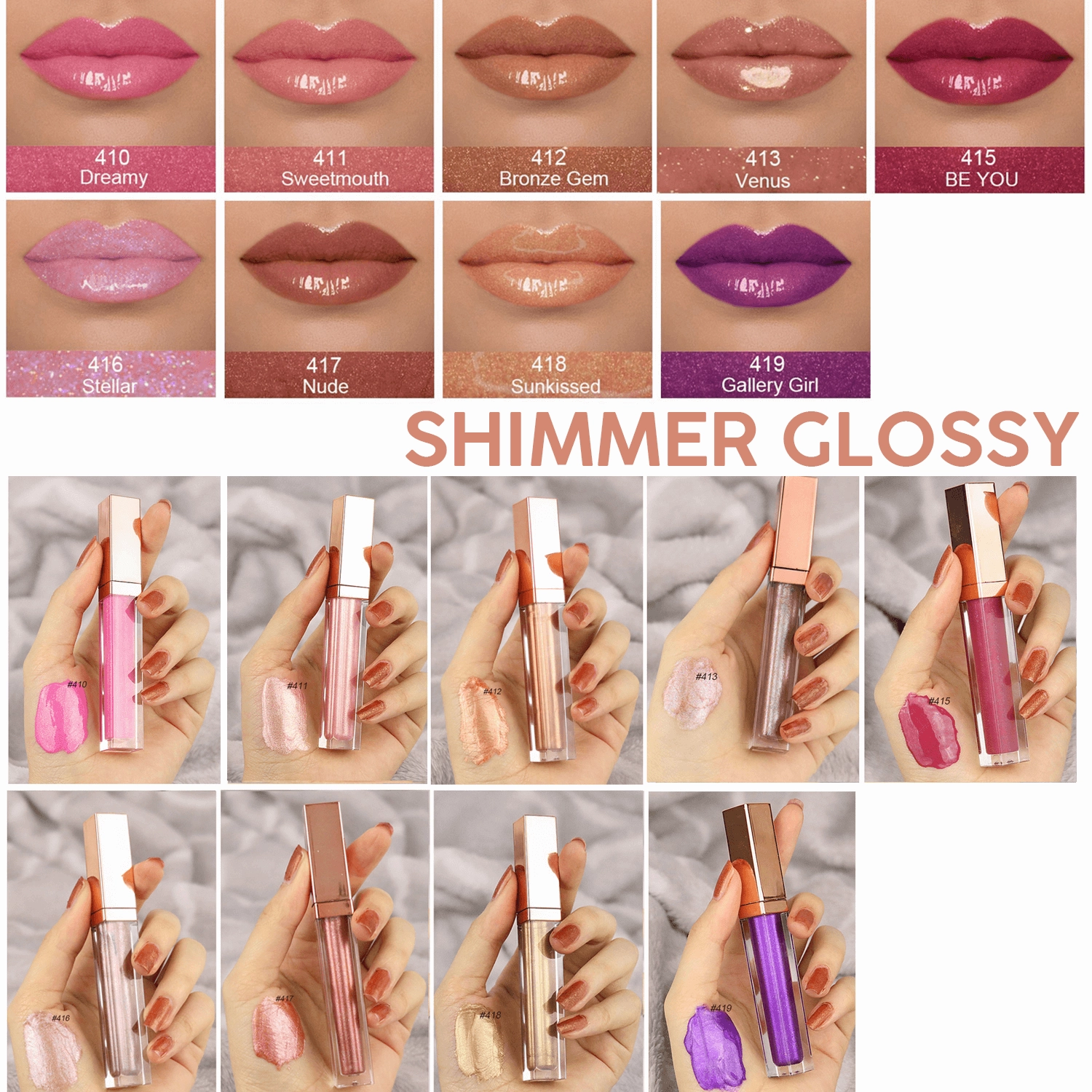 Natural Luxury Transparent Lipgloss White Rose Gold Tube Private Label Wholesale Clear Lip Gloss Bulk