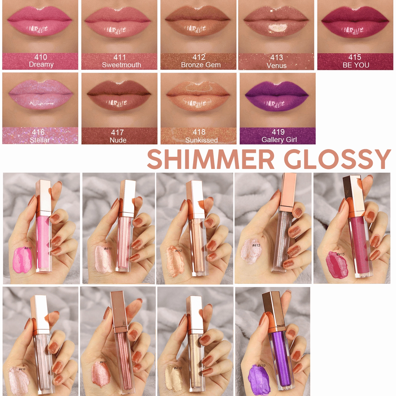 Natural Luxury Transparent Lipgloss White Rose Gold Tube Private Label Wholesale Clear Lip Gloss Bulk