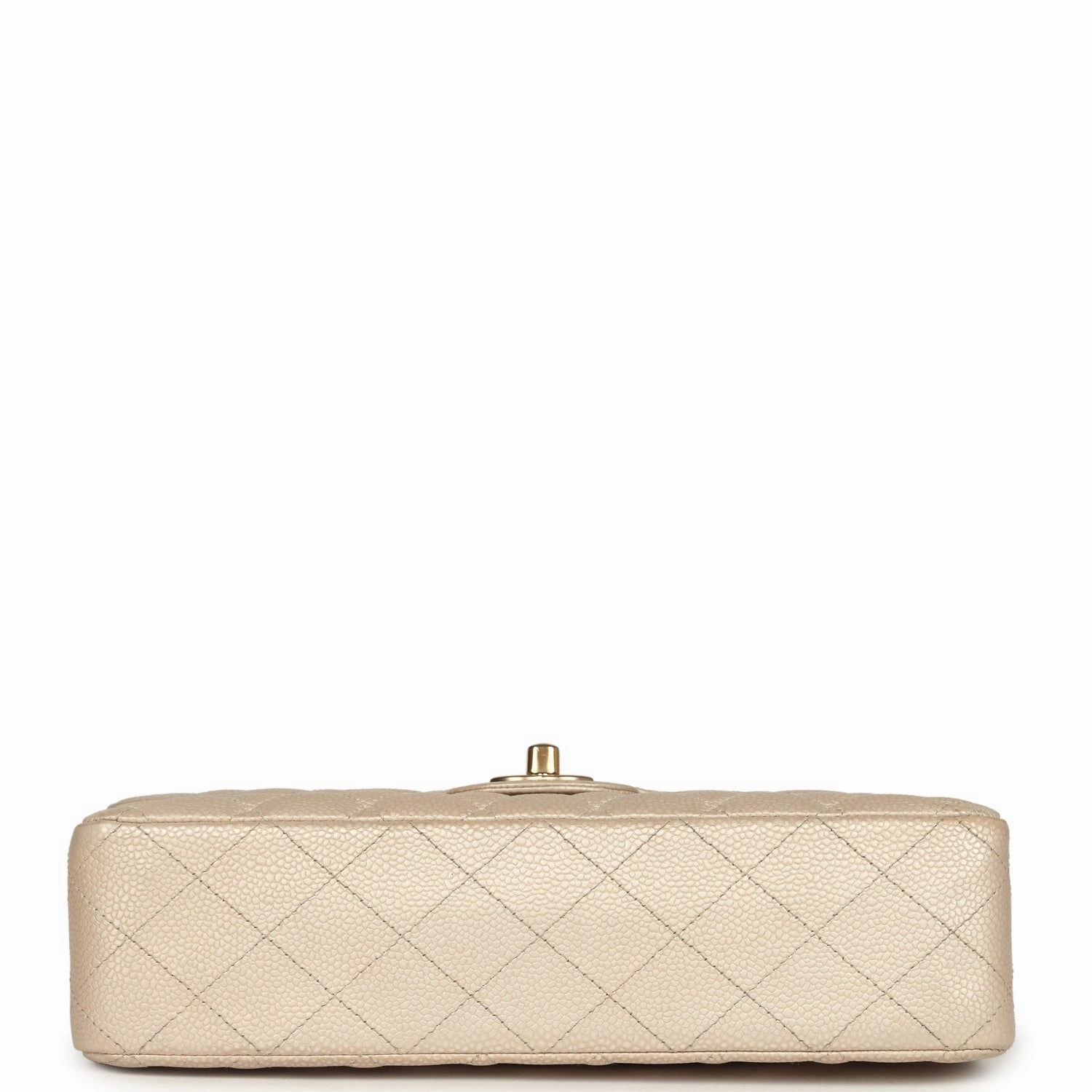 New Chanel Medium Classic Double Flap Pearly Beige Caviar Gold Hardware