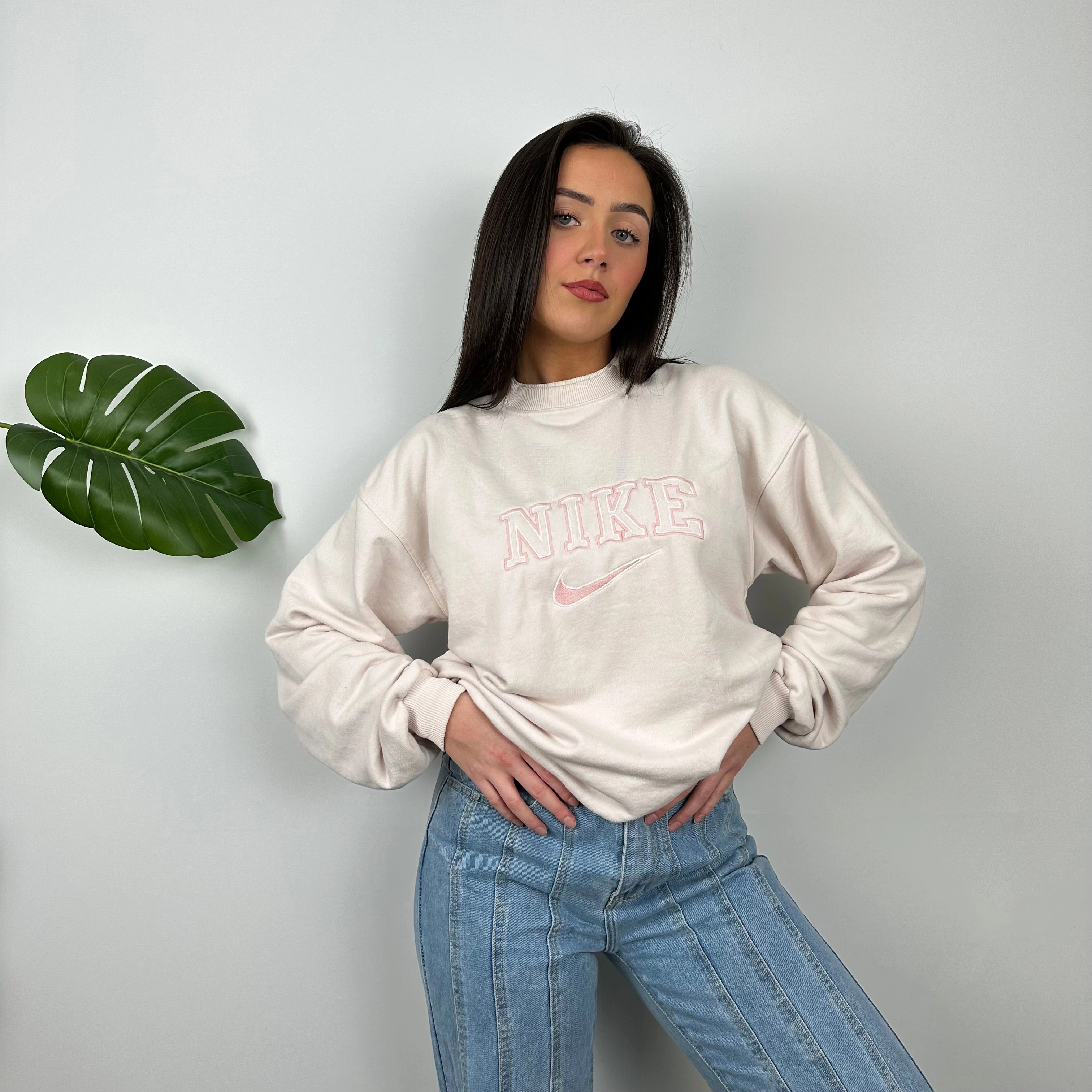 Nike Blush Pink Embroidered Spell Out Sweatshirt (M)