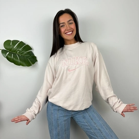 Nike Blush Pink Embroidered Spell Out Sweatshirt (M)