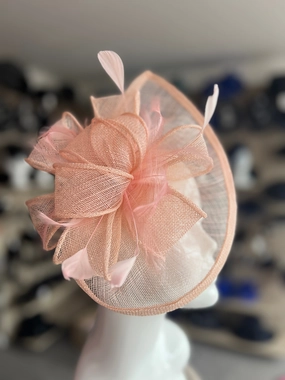 Nude Pink Fascinator with Ruched Sinamay & Loops