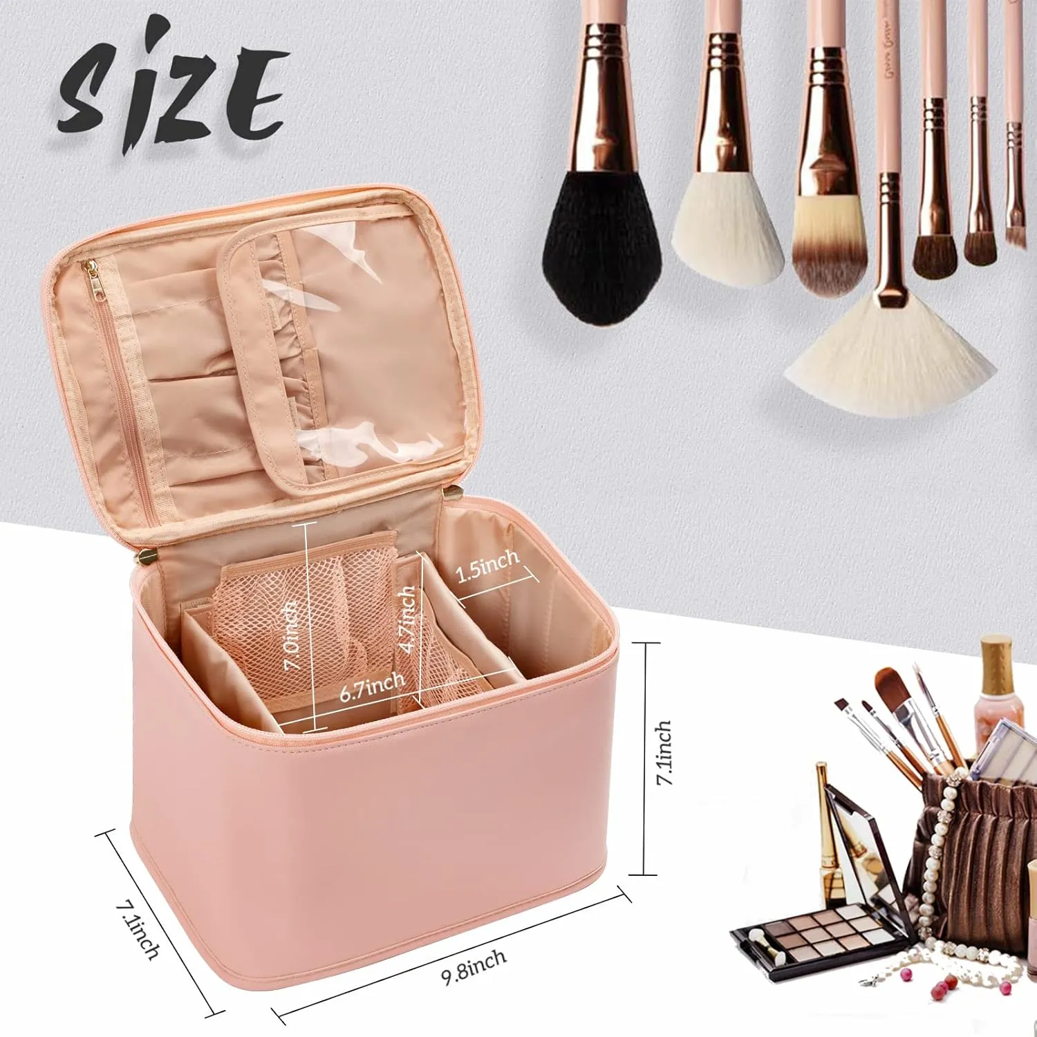 OCHEAL Makeup Bag, Large Travel Makeup Bag Cosmetic Bags for Women Traveling Washable Make Up Bag Organizer Case -Large Pink