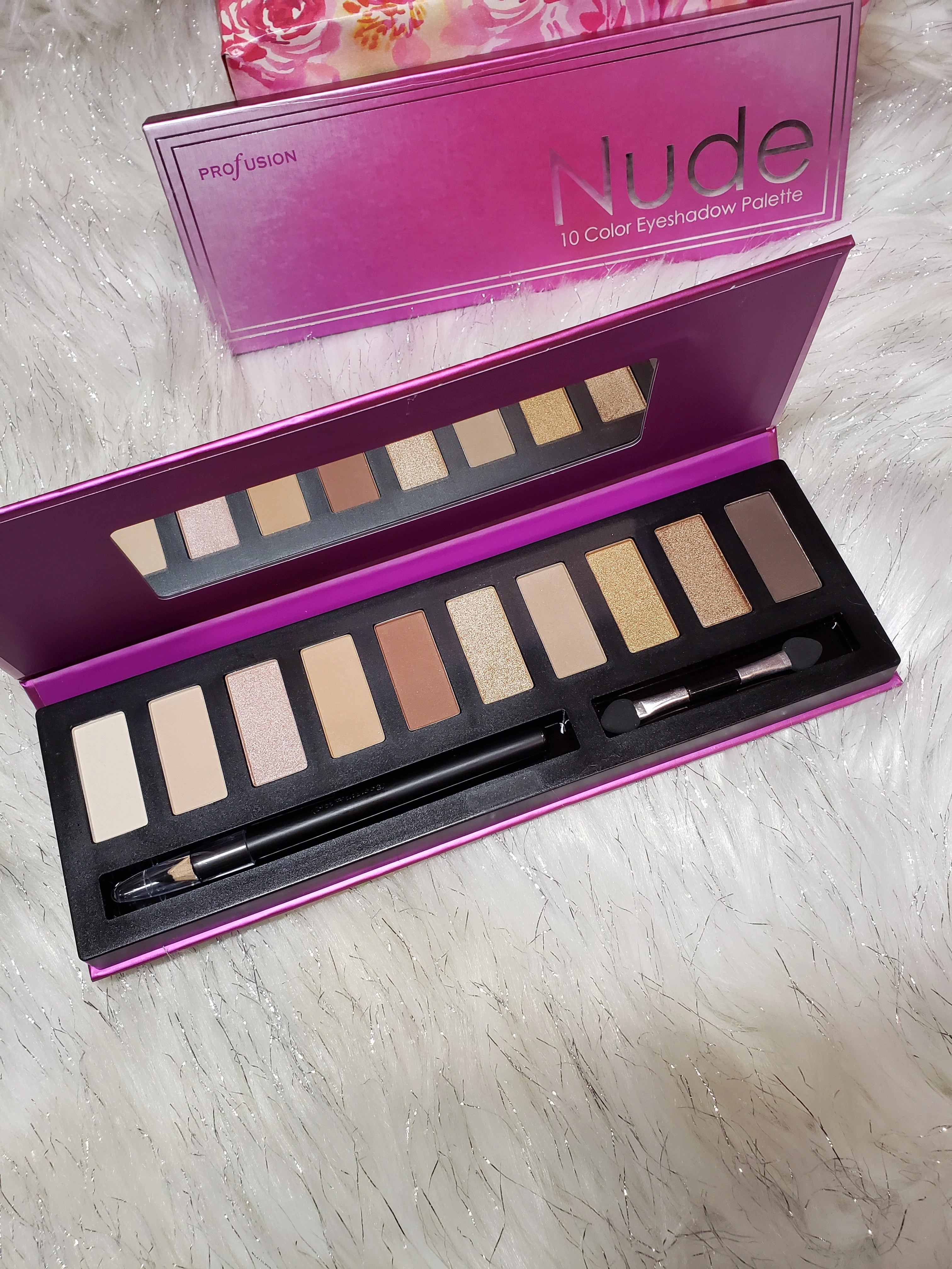 Prolux Nude 10 color eyeshadow palette (Pink cover) from Profusion