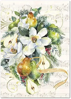 Punch Studio Magnolia Pear Boxed Christmas Cards Set of 12 (46795), Multicolor