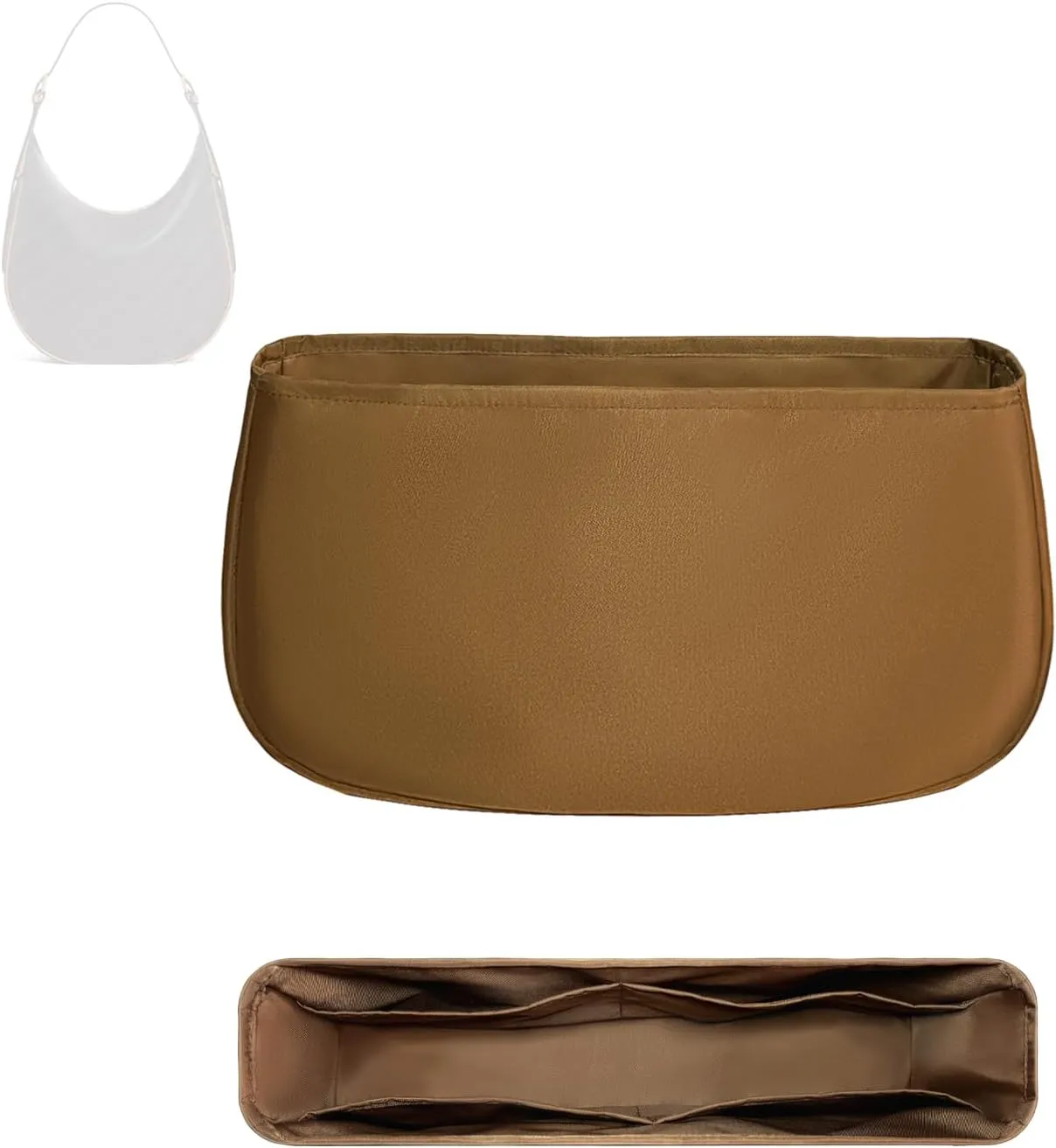 Purse Organizer Insert, Nylon Inner Liner Bag for Celine Heloise Hobo Bag Durable Handmade Storage Half-moon Bag Insert Cosmetics Bag Organizer Insert