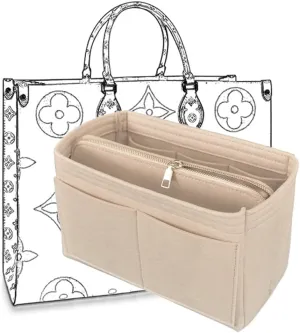 Purse Organizer Insert、Lady Purse Organizer、Handbag divider organizer、 Tote Purse Insert Bag Perfect for Speedy, Neverfull, Handbagand More (Beige, XL)