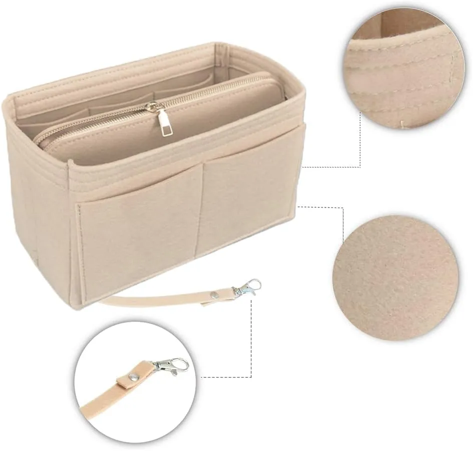 Purse Organizer Insert、Lady Purse Organizer、Handbag divider organizer、 Tote Purse Insert Bag Perfect for Speedy, Neverfull, Handbagand More (Beige, XL)