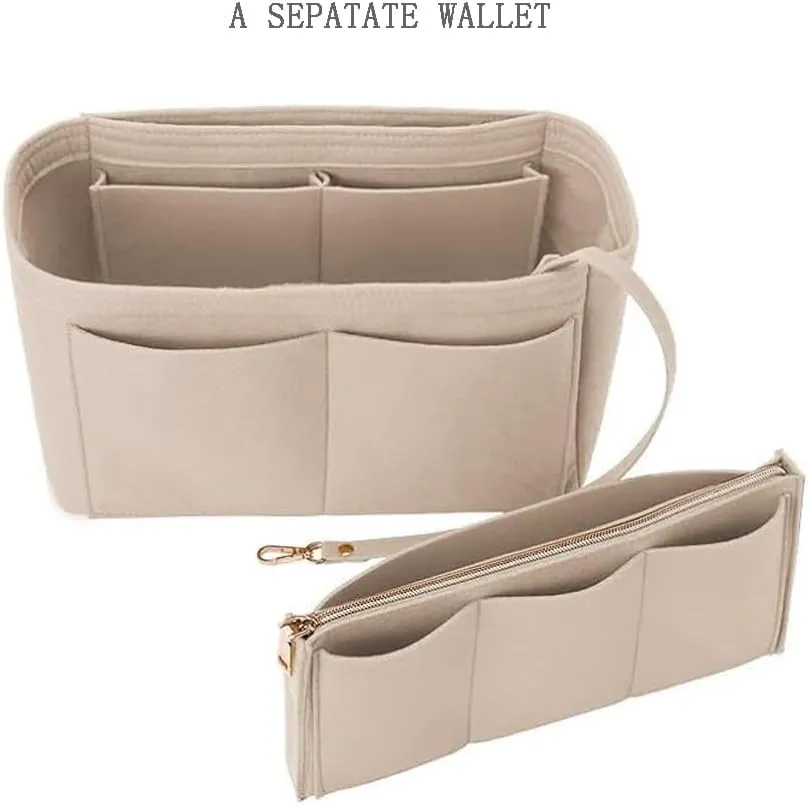 Purse Organizer Insert、Lady Purse Organizer、Handbag divider organizer、 Tote Purse Insert Bag Perfect for Speedy, Neverfull, Handbagand More (Beige, XL)