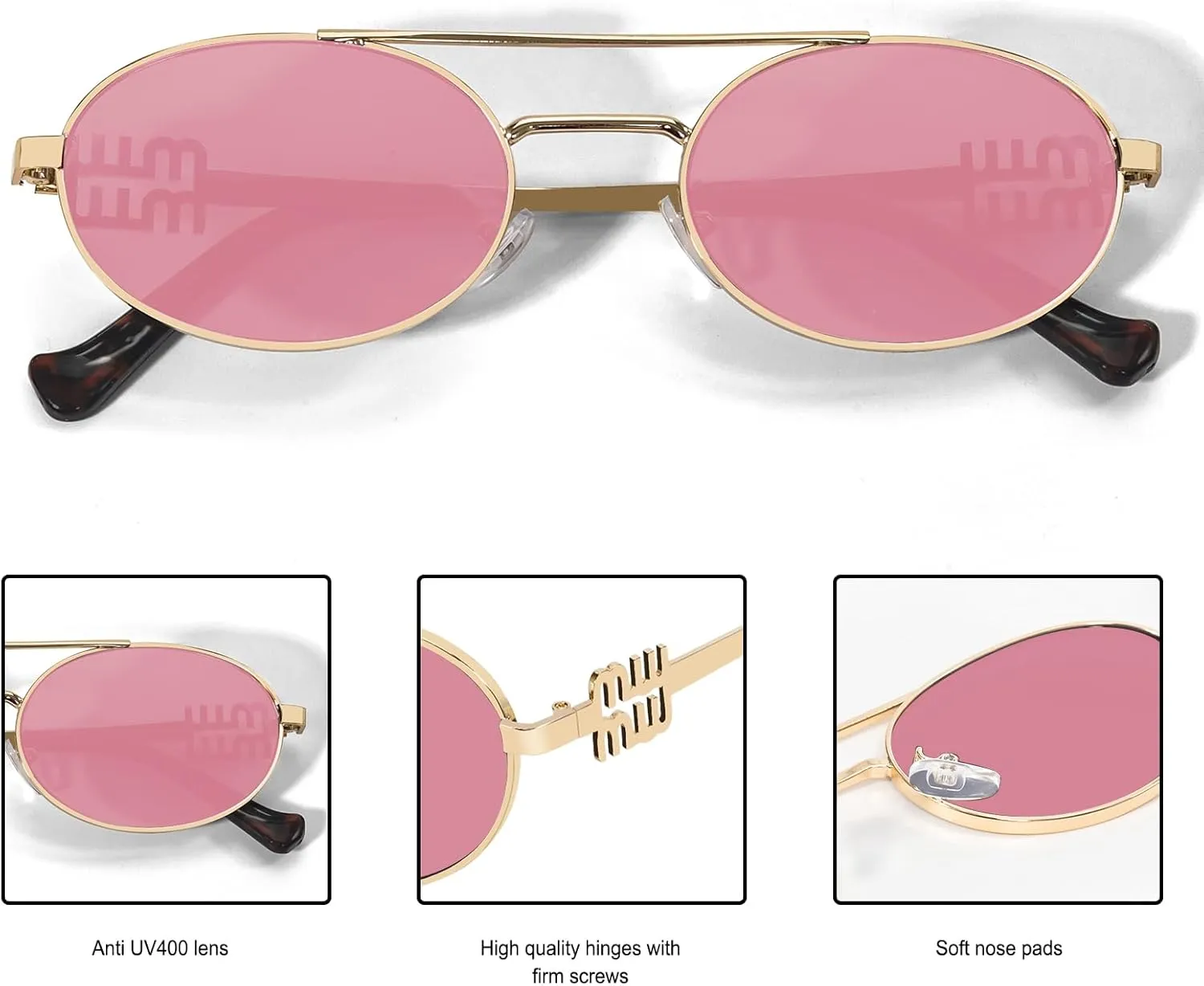Retro Oval 90s Metal Sunglasses for Women, 2025 Trendy Chic Narrow Gold Sun Glasses Fashion Sunnies