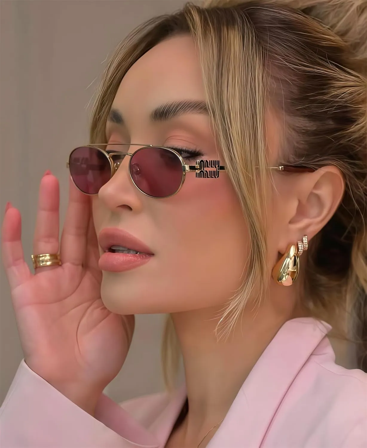 Retro Oval 90s Metal Sunglasses for Women, 2025 Trendy Chic Narrow Gold Sun Glasses Fashion Sunnies