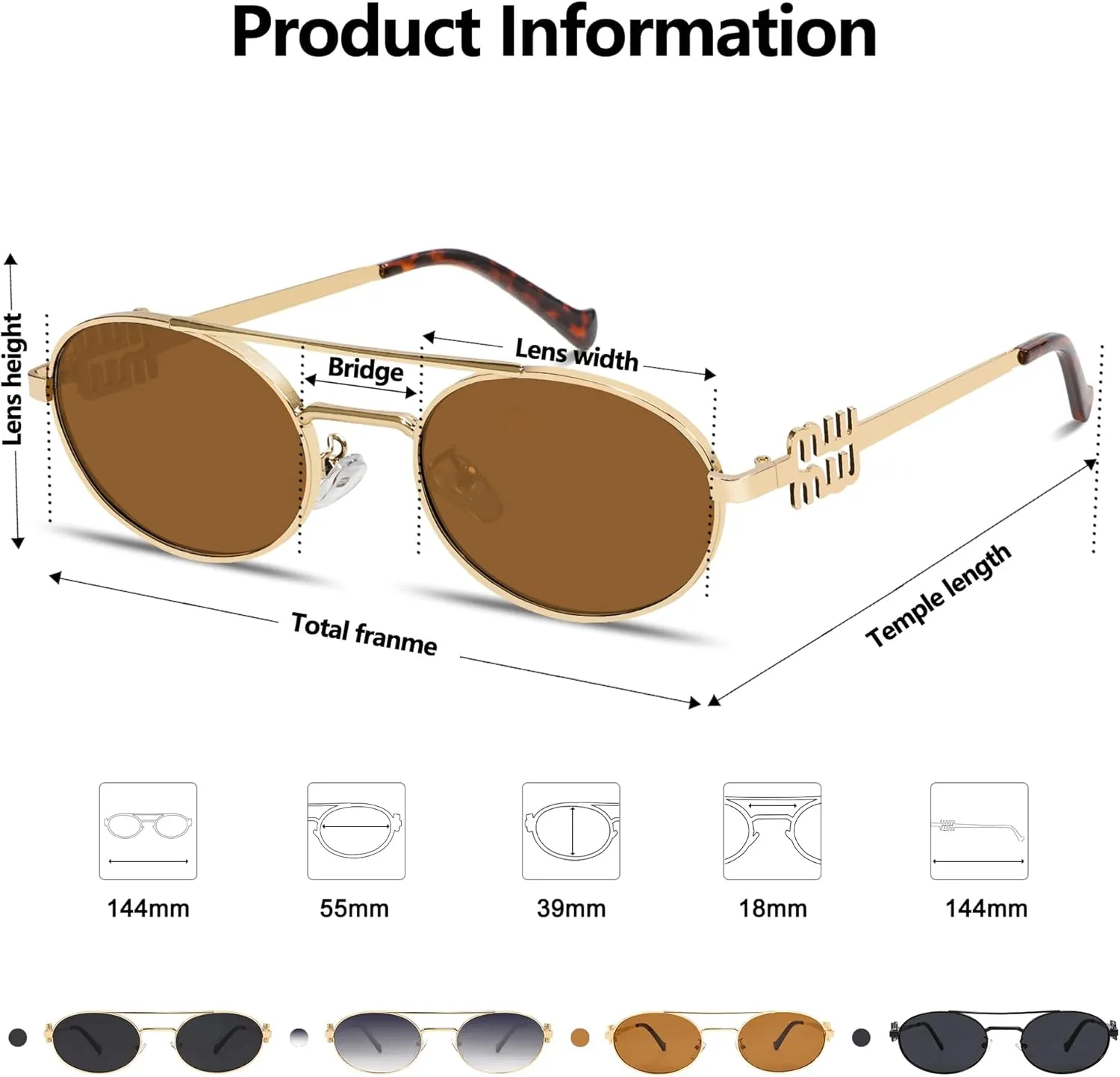 Retro Oval 90s Metal Sunglasses for Women, 2025 Trendy Chic Narrow Gold Sun Glasses Fashion Sunnies