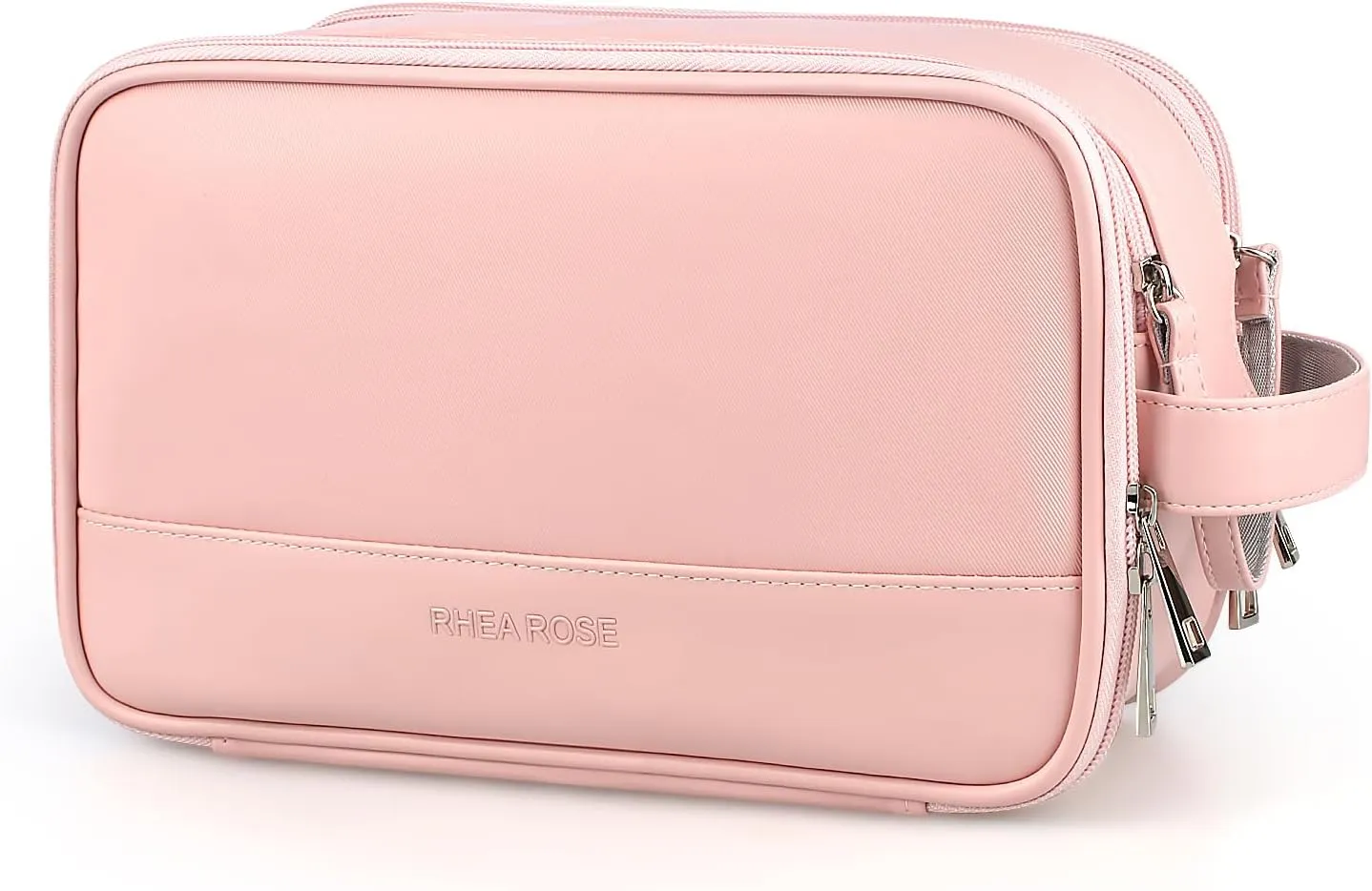 Rhea Rose Toiletry Bag for Women, Makeup Travel Bag Organizer, Large Bathroom Cosmetic bag, Traveling Dopp Kit Accessories Shower Bag, Pink