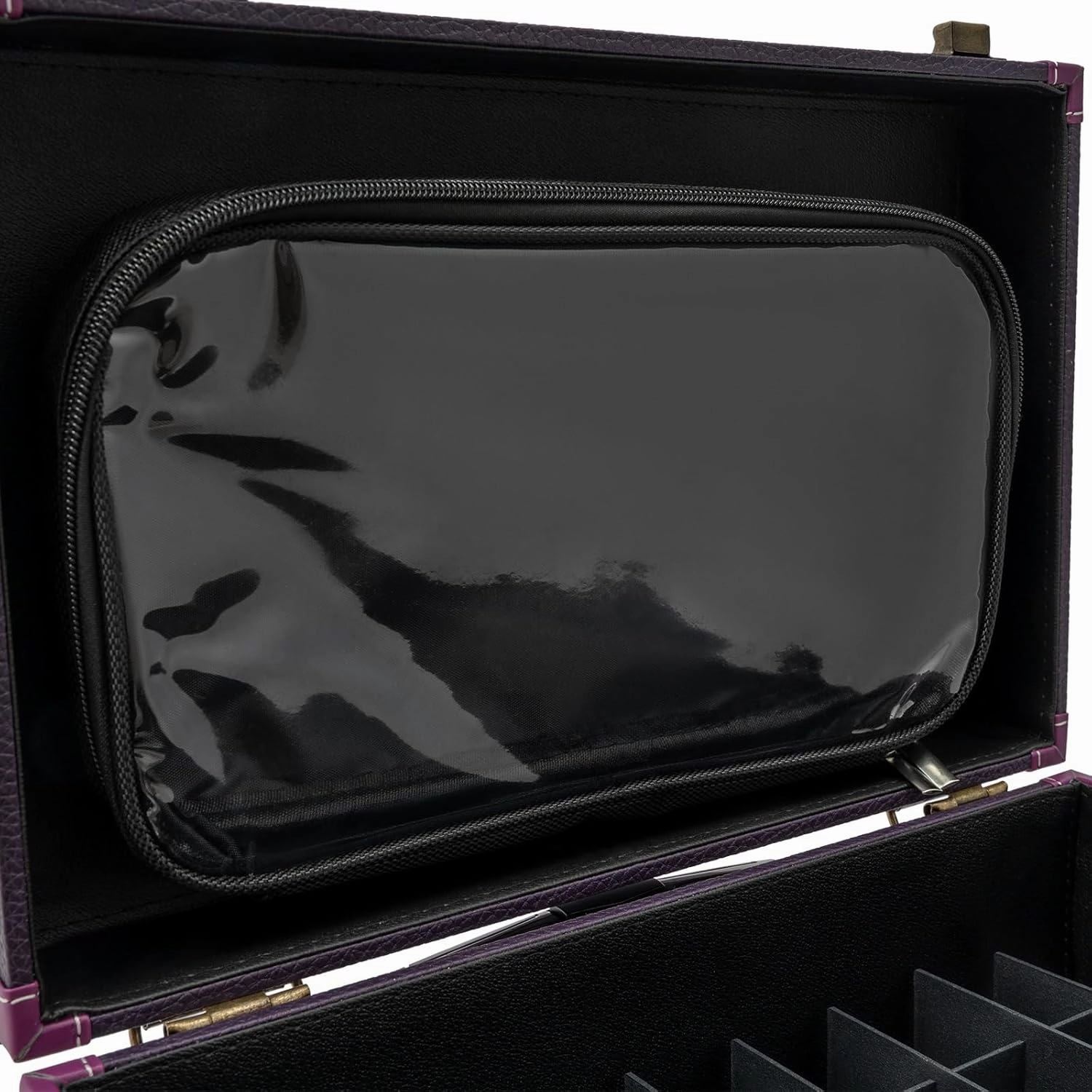Rolling Makeup Train Case Travel Make Up Case Cosmetic Train Case Rolling Portable Makeup Case Beauty Train Case With Universal Wheels & Key For Hairdresser Makeup Artist (Purple Bronze)