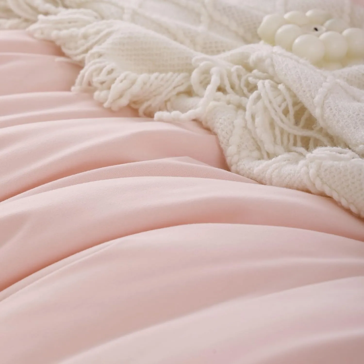 ROSGONIA King Size Comforter Set Blush, 3pcs (1 Boho Grey Comforter & 2 Pillowcases) All Season Bedding Soft Lightweight Bedspread Blanket Quilt