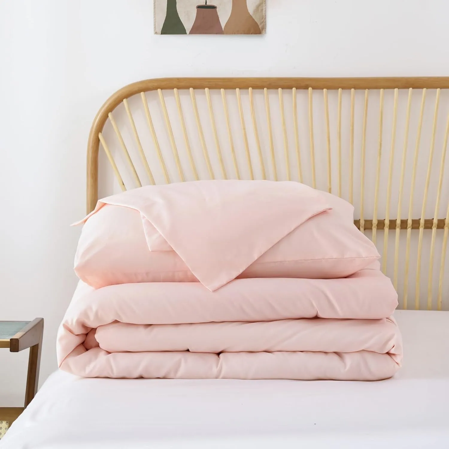 ROSGONIA King Size Comforter Set Blush, 3pcs (1 Boho Grey Comforter & 2 Pillowcases) All Season Bedding Soft Lightweight Bedspread Blanket Quilt
