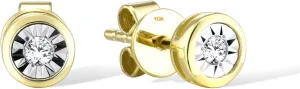 Santuzza 10K Solid Gold Solitaire Miracle Plate Diamond Dainty Stud Earrings for Women