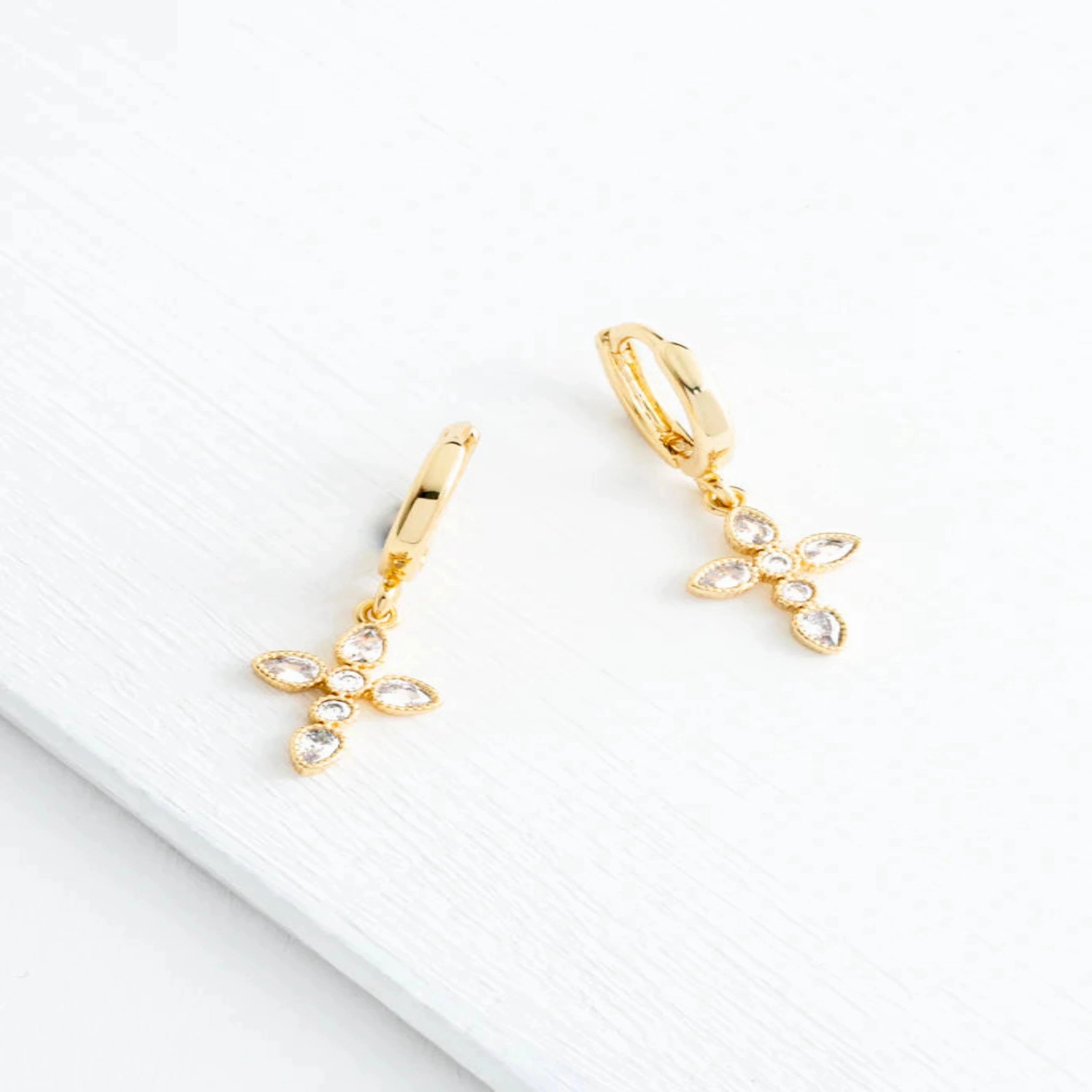 Shimmering Cross Earrings