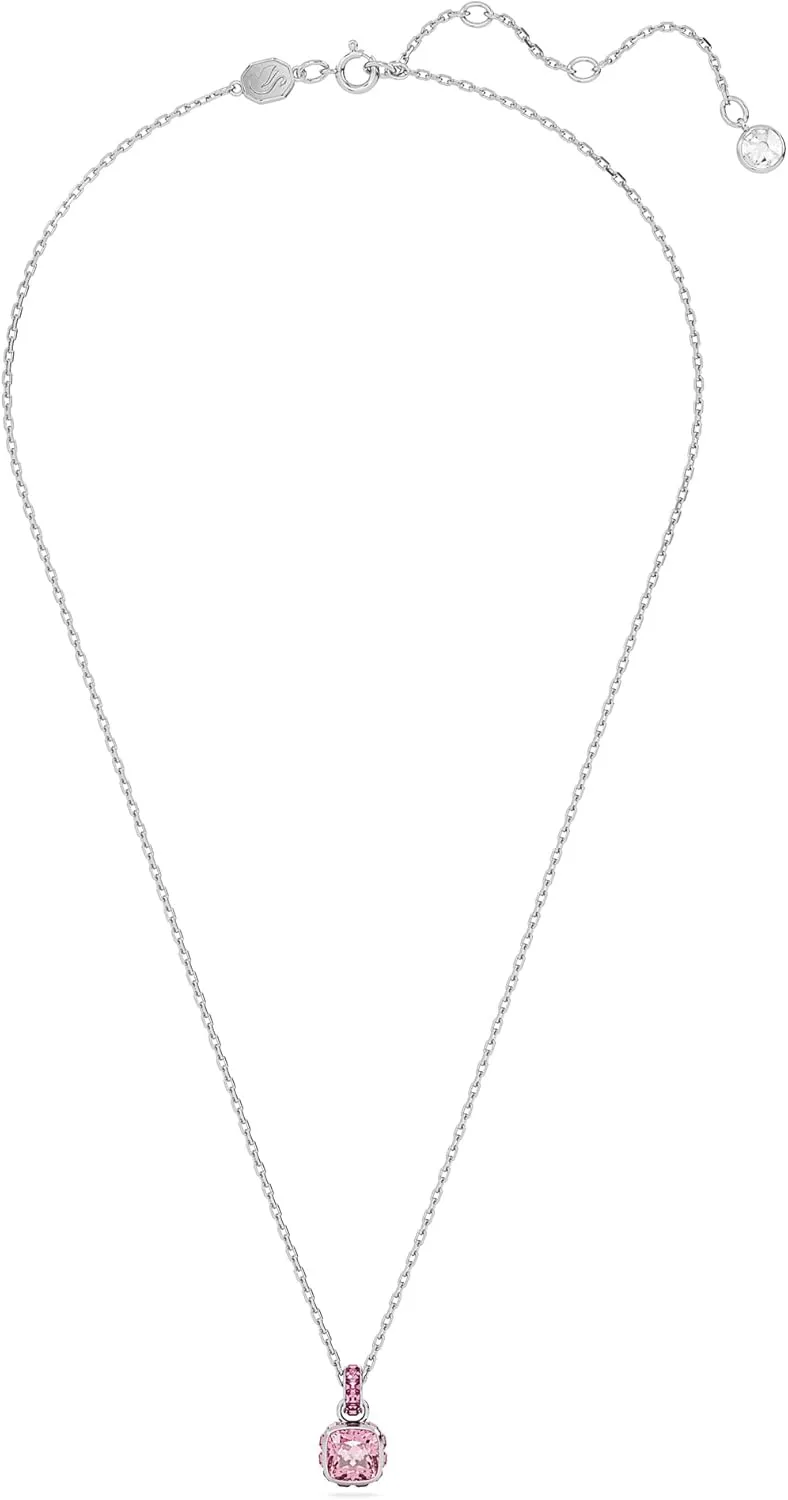 Swarovski Birthstone Stud Earring Collection, Square-Cut Stone and Crystals, Rhodium Finish