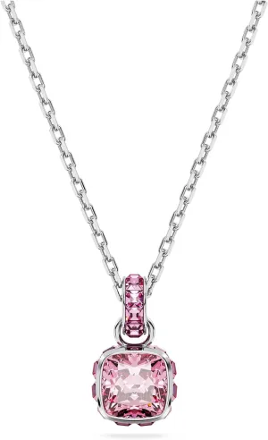Swarovski Birthstone Stud Earring Collection, Square-Cut Stone and Crystals, Rhodium Finish