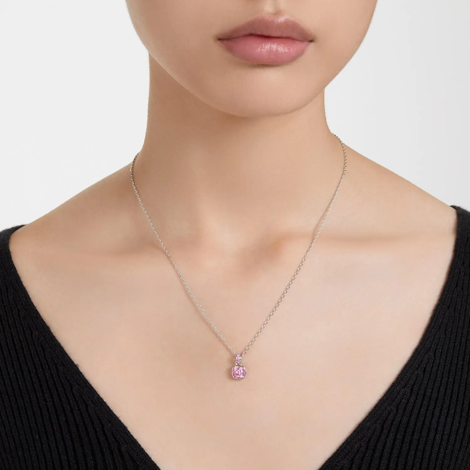 Swarovski Birthstone Stud Earring Collection, Square-Cut Stone and Crystals, Rhodium Finish