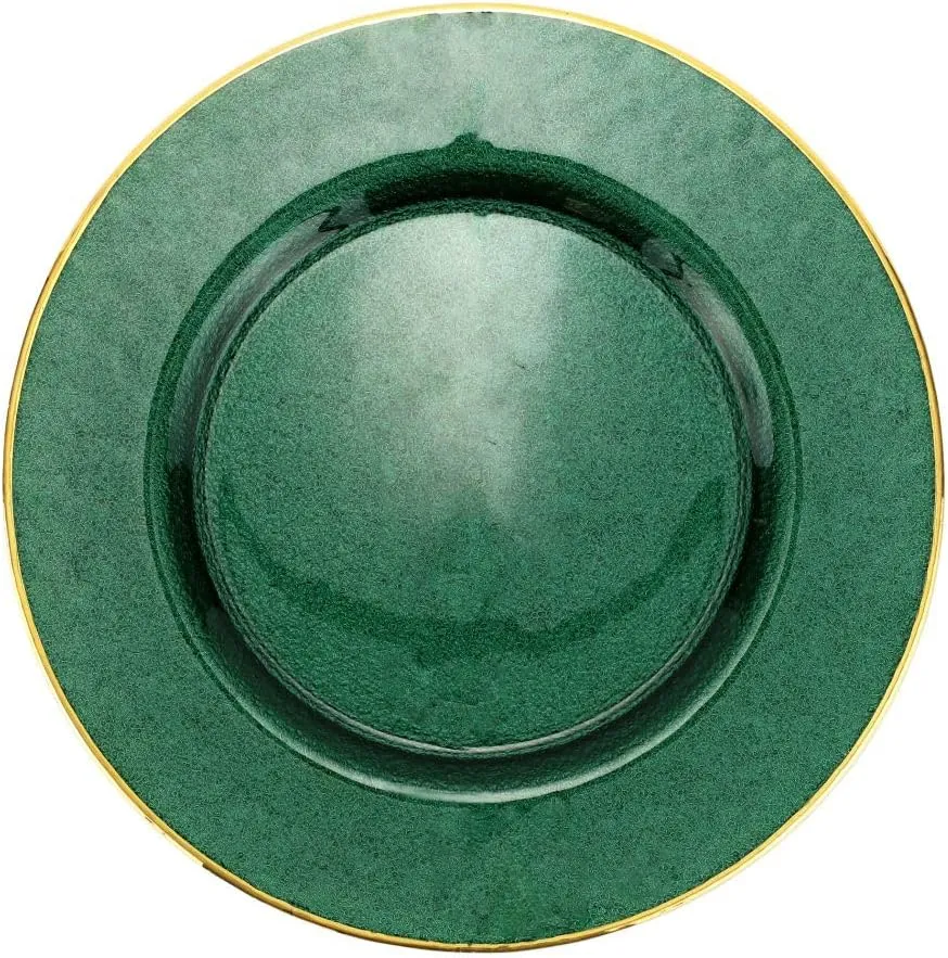 Vietri Metallic Glass Emerald Service Plate/Charger 12.5" D Glass Charger Plate Dinnerware