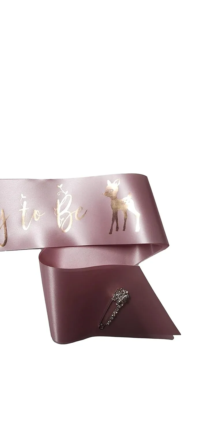 Woodland Mommy to be baby shower sash Animal Oh Deer Bunny for gender reveal by Amy's Bubbling Boutique Inc. (PINK)