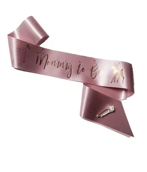 Woodland Mommy to be baby shower sash Animal Oh Deer Bunny for gender reveal by Amy's Bubbling Boutique Inc. (PINK)