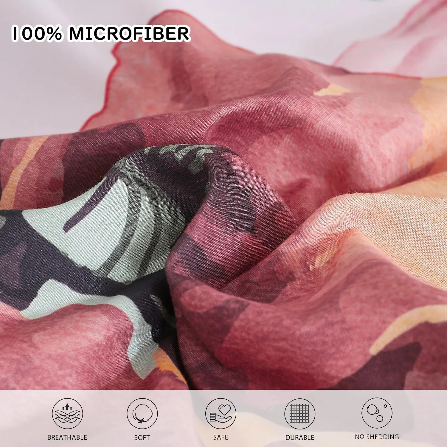 Yogeneg King Size Comforter Set 7 Piece Bed in a Bag,Elegant Floral Botanical Pattern Pink Bedding Set,Soft Microfiber Comforter with Sheet Set,All Season Bed Set(Blush Floral,King)